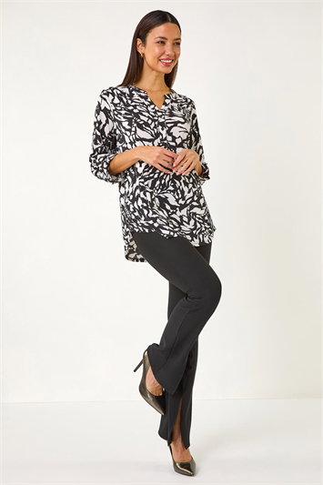 Abstract Mono Print Pleated Shirt 19374208