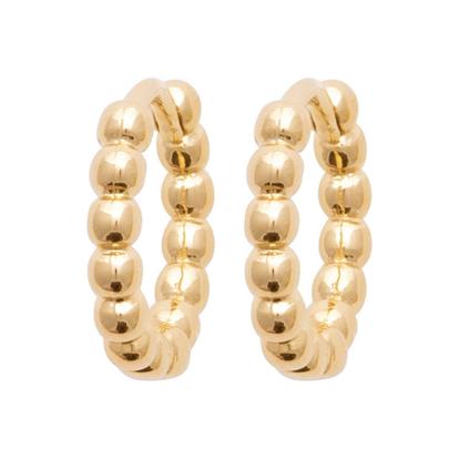 Metallic 18Ct Gold Plated Beaded Huggies