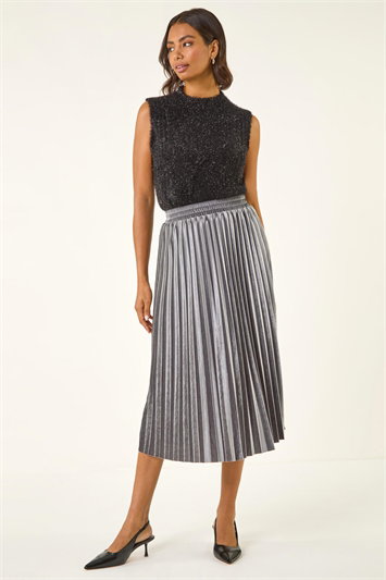 Velvet Pleated Midi Skirt 17055585