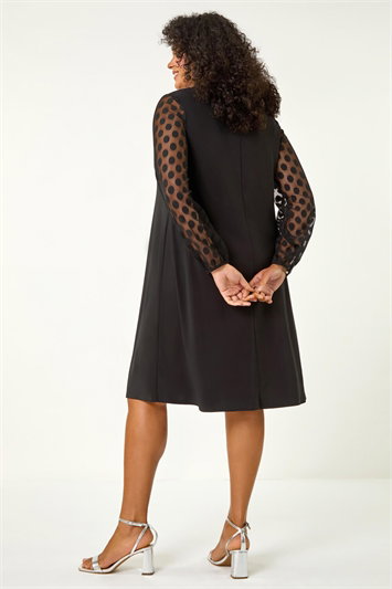 Curve Spot Stretch Mesh Swing Dress 14635008
