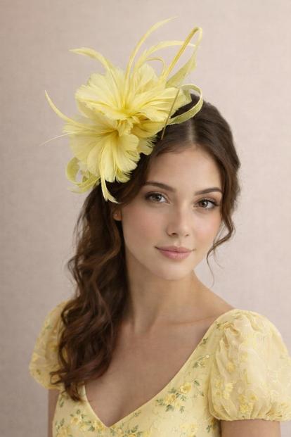 Pink Floral Feather Fascinator With Loops