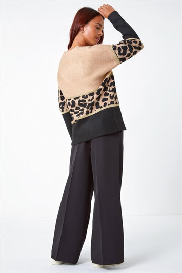 Petite Animal Print Colourblock Jumper 16090716