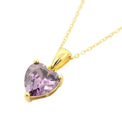 Metallic Heart Amethyst February Birthstone Necklace
