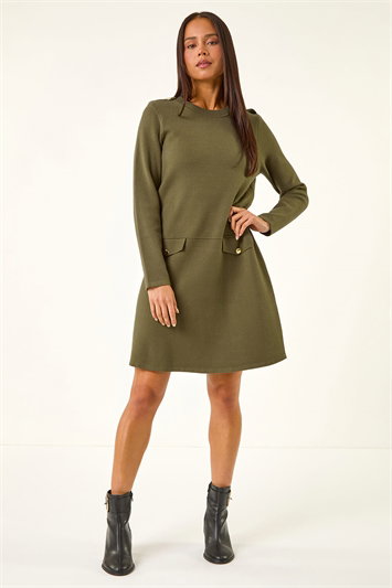 Petite Buttoned Knit Dress 14790040