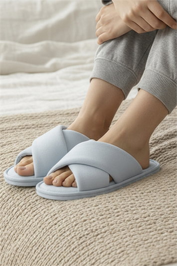 Blue Cross Over Open Toe Slipper