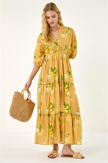 Citrus Print Boho Maxi Dress 14882596