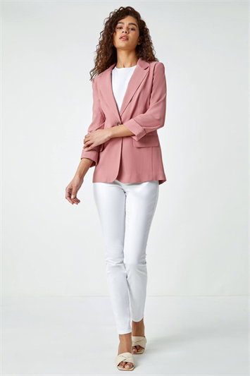 3/4 Sleeve Single Breasted Button Blazer 15022279