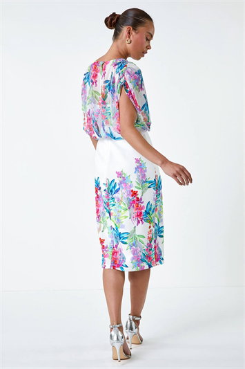 Petite Floral Chiffon Blouson Overlay Dress 14587538