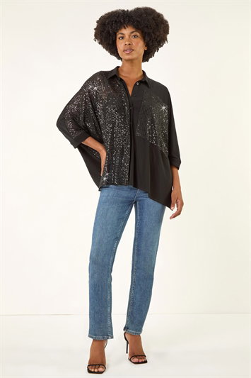 Sequin Buttoned Blouse 10130608