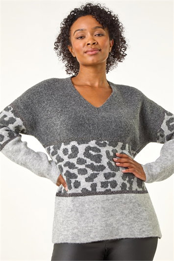 Petite Animal Colourblock Stretch Jumper 16090736