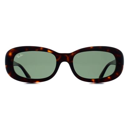 Brown Oval Havana Green Rb2221