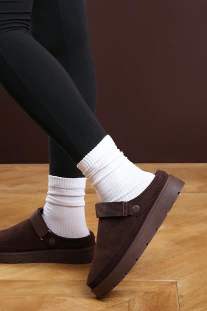 Brown 'Aurelia' Slip On Adjustable Strap Mini Boots
