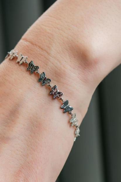 Metallic Butterfly Charm Thin Bracelet