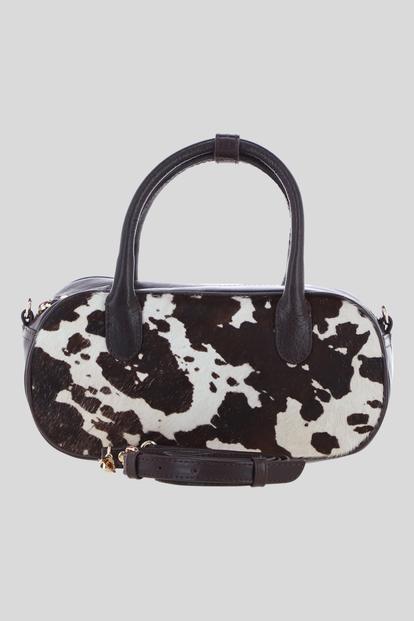 Multi Real Hair-On Leather Mini Bowler Handbag