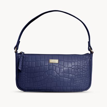 Black 'Zera' Real Leather Baguette Shoulder Bag