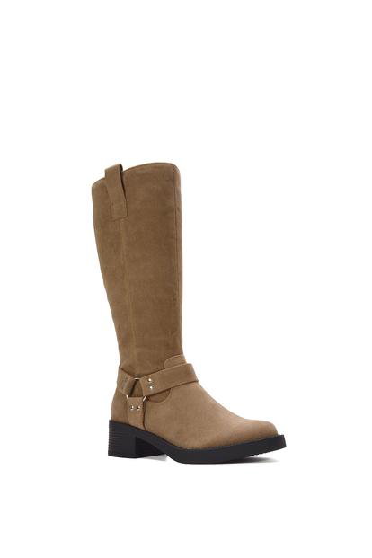 'Roma' Knee High Biker Mid Block Heel Western Boots M000013935