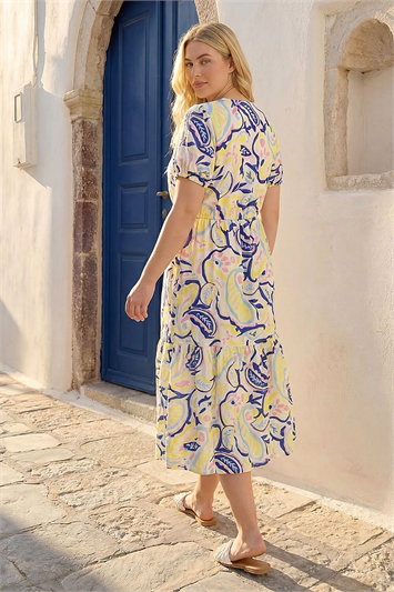 Curve Abstract Print Button Dress 14689196