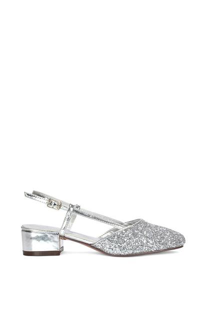 Black 'Kira' Slingback Court Shoes With Low Block Heel