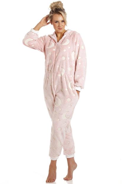 Pink Glow In The Dark Supersoft Fleece Star Print Onesie