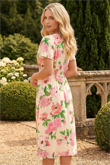 Petite Floral Print Button Dress 14823438