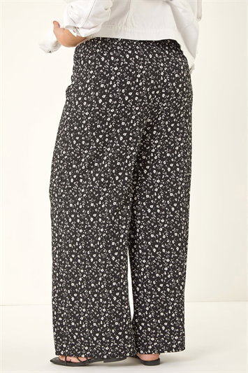 Curve Textured Print Wide Leg Trousers 18104608