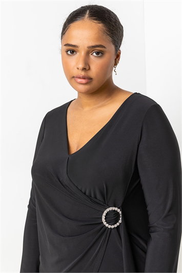 Curve Wrap Diamante Buckle Top 19122908