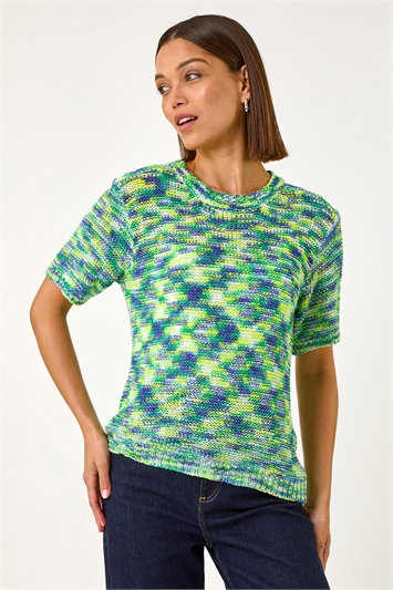 Blue Spacedye Knit Top