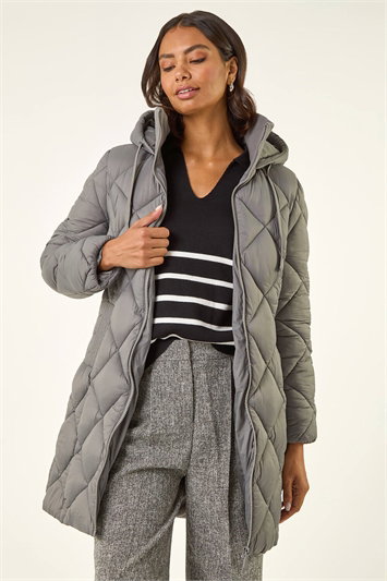 Diamond Quilt Padded Coat 12041936