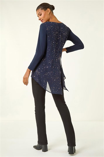 Ring Front Foil Tunic Top 19455660