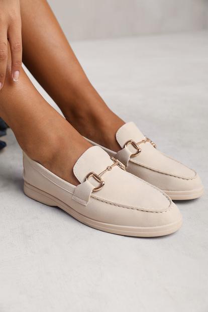 Cream 'Aster' Slip On Loafer With Metal Detailing