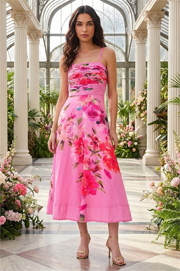 Floral Strappy Midi Dress 14893772