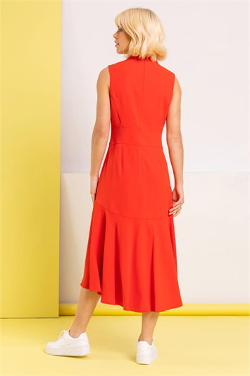 High Neck Dipped Hem Midi Dress 14223678