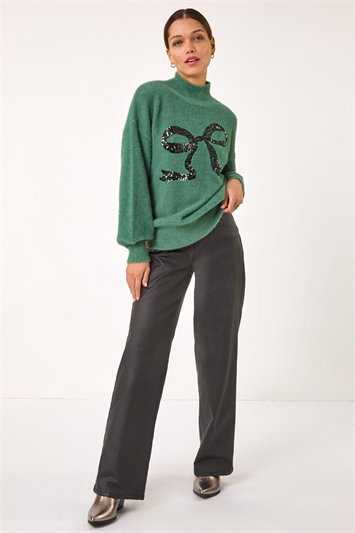 Festive Sequin Bow Knit Jumper 16157234