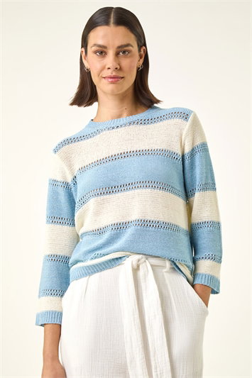 Blue Light Stripe Knit Jumper