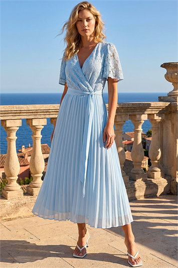 Lace Detail Wrap Midi Dress 14673909