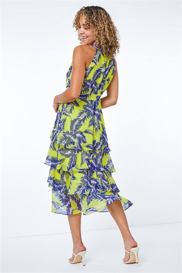 Petite Tiered Tropical Print Midi Dress 14287149