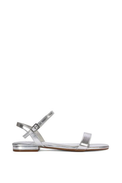 Black 'Hallie' Open Toe Flat Strappy Sandals With Ankle Strap