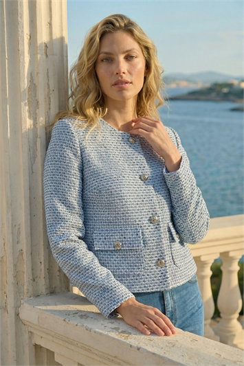 Collarless Boucle Jacket 15052909