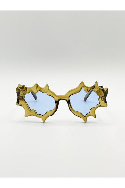 Brown Y2k Irregular Novelty Sunglasses In Brown