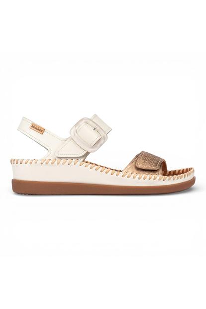 White Womens Leather Summer Sandals-W8k-0555C1