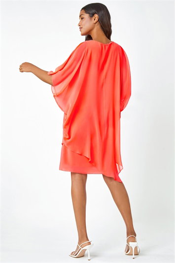 Embellished Cold Shoulder Overlay Dress 14376023