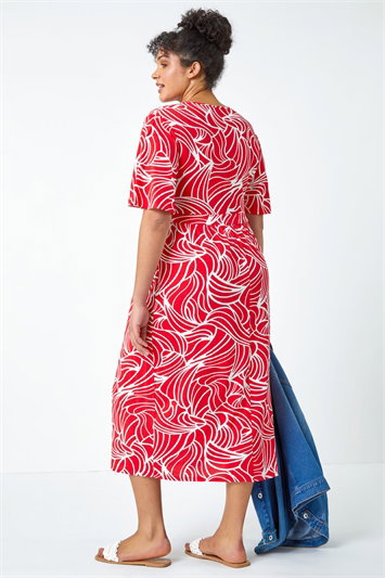Curve Linear Print Midi Wrap Dress 14363878
