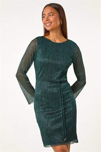 Petite Shimmer Tie Belt Shift Dress 14626134