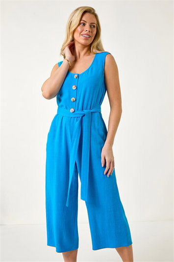Petite Button Front Jumpsuit 14653709