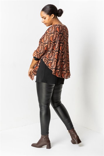 Curve Paisley Print Chiffon Top 20074064
