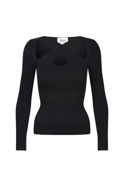 Black Cross Over Sculpting T-Shirt