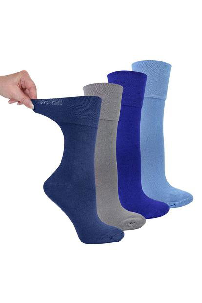 Multi 4 Pack Ladies Bamboo Diabetic Socks Soft Breathable Non Binding Socks
