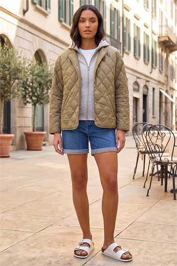 Green Quilted Hooded Jacket