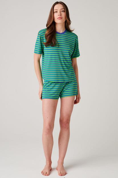 Green "Sunny St Ives" Bamboo Short Pyjama Set