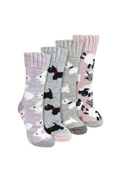 Multi 4 Pairs Ladies Thick Warm Bed Socks